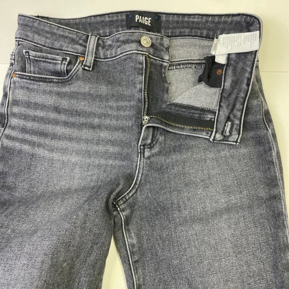 Paige Cindy High Rise Straight Leg Jeans 28 Ash Black Raw Hem Casual Grunge